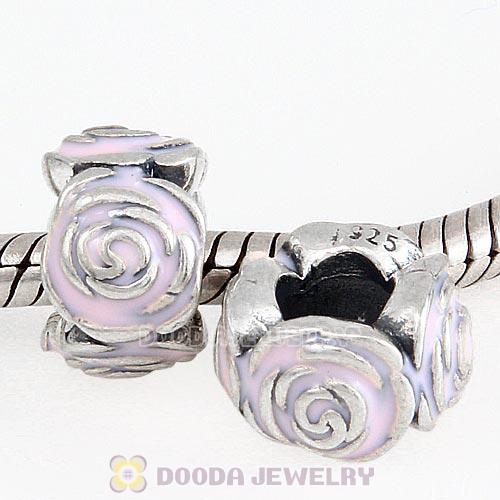 Sterling Silver Rose Garden with Pink Enamel Charm Beads
