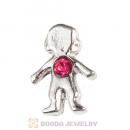 Platinum Plated Alloy Boy with Rose Crystal Floating Charms