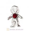 Platinum Plated Alloy Boy with Siam Crystal Floating Charms