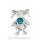 Platinum Plated Alloy Girl with Blue Zircon Crystal Floating Charms
