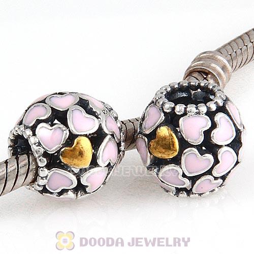Sterling Silver Gold Plated Abundance of Love with Pink Enamel Beads