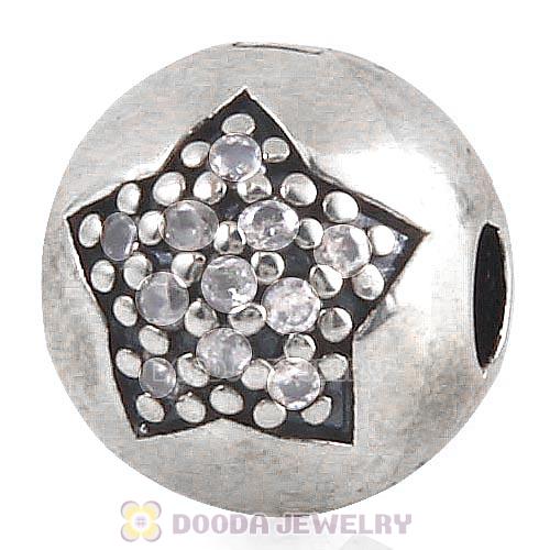 925 Sterling Silver You're a Star with Clear CZ Clip Beads 