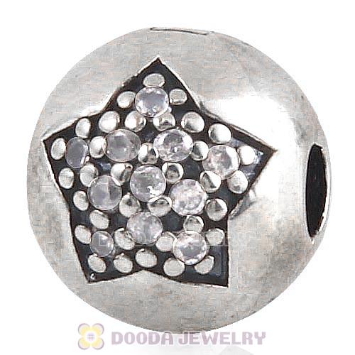 925 Sterling Silver You're a Star with Clear CZ Clip Beads