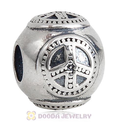 Antique Sterling Silver Peace Charm Beads European Style