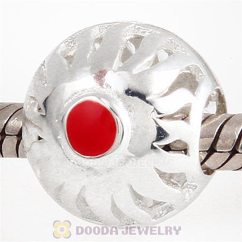 Sterling Silver Sunrise with Red Enamel Charm Beads
