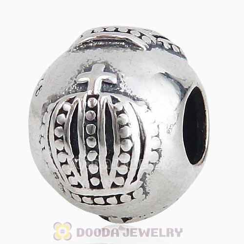 Antique Sterling Silver Crown Charm Beads European Style