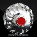 Sterling Silver Sunrise with Red Enamel Charm Beads