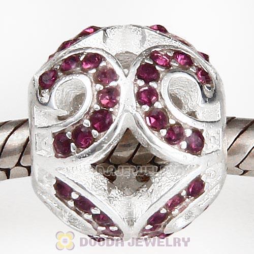 Sterling Silver Glittering Wave Bead with Amethyst Austrian Crystal