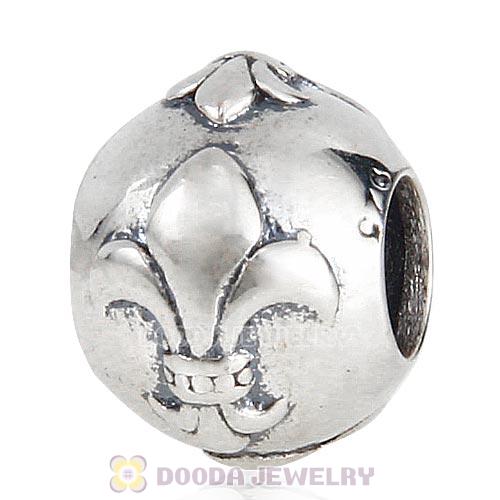 Antique Sterling Silver fleur de lis Charm Beads European Style
