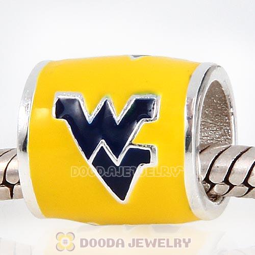 Sterling Silver Enamel Yellow WVU Beads European Style
