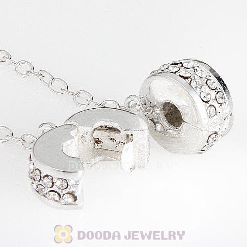 925 Sterling Silver Safety Chain with Crystal fit European Style Bracelet