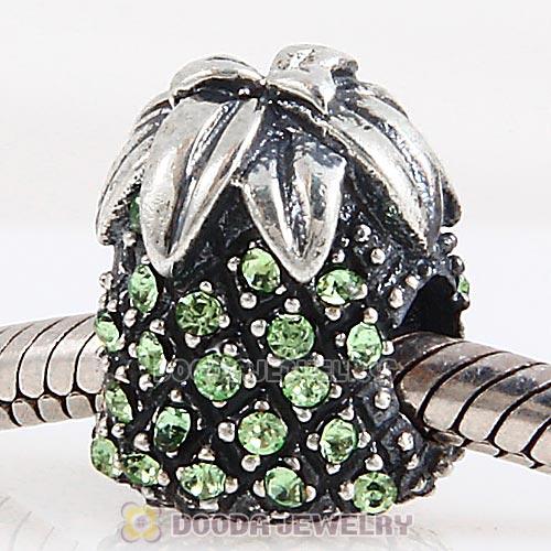 Sterling Silver Sparkling Pineapple Bead with Peridot Austrian Crystal