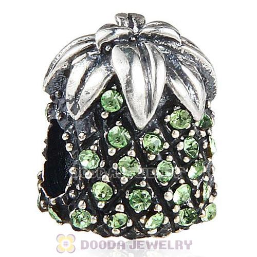 Sterling Silver Sparkling Pineapple Bead with Peridot Austrian Crystal