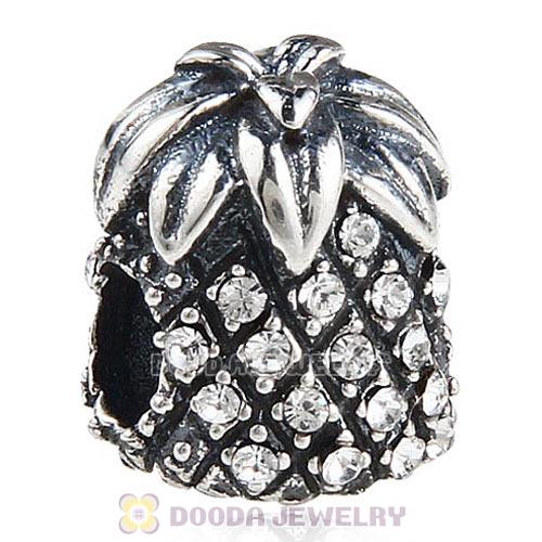 Sterling Silver Sparkling Pineapple Bead with Clear Austrian Crystal