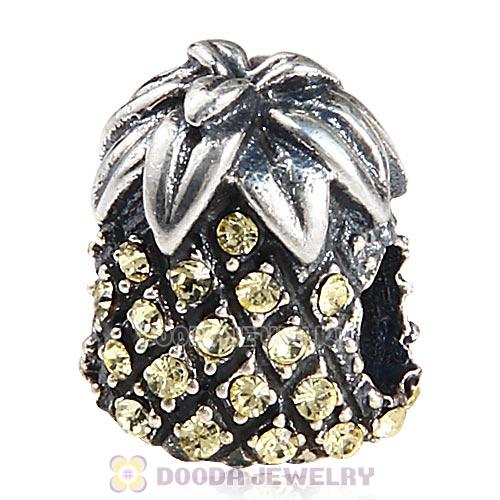 Sterling Silver Sparkling Pineapple Bead with Jonquil Austrian Crystal