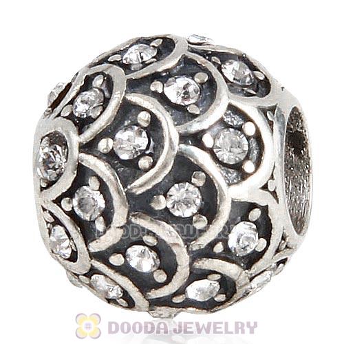 Sterling Silver Sparkling Fish Scale Bead with Clear Austrian Crystal
