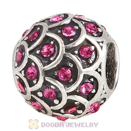 Sterling Silver Sparkling Fish Scale Bead with Rose Austrian Crystal