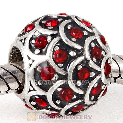 Sterling Silver Sparkling Fish Scale Bead with Siam Austrian Crystal