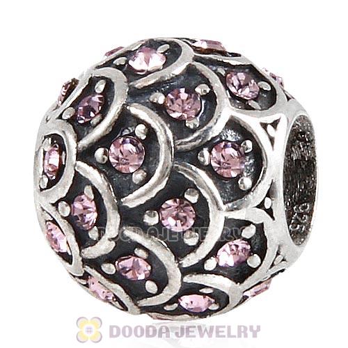 Sterling Silver Sparkling Fish Scale Bead with Light Amethyst Austrian Crystal