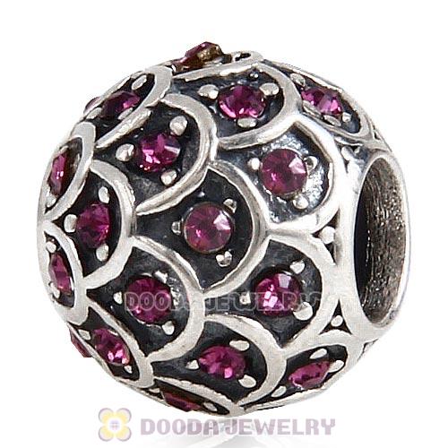 Sterling Silver Sparkling Fish Scale Bead with Amethyst Austrian Crystal