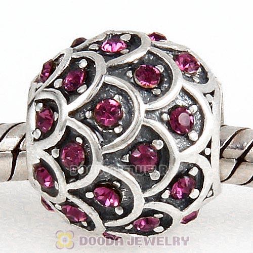 Sterling Silver Sparkling Fish Scale Bead with Amethyst Austrian Crystal