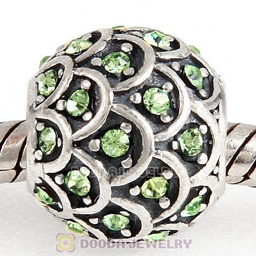 Sterling Silver Sparkling Fish Scale Bead with Peridot Austrian Crystal