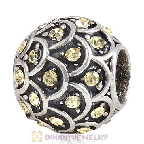 Sterling Silver Sparkling Fish Scale Bead with Jonquil Austrian Crystal