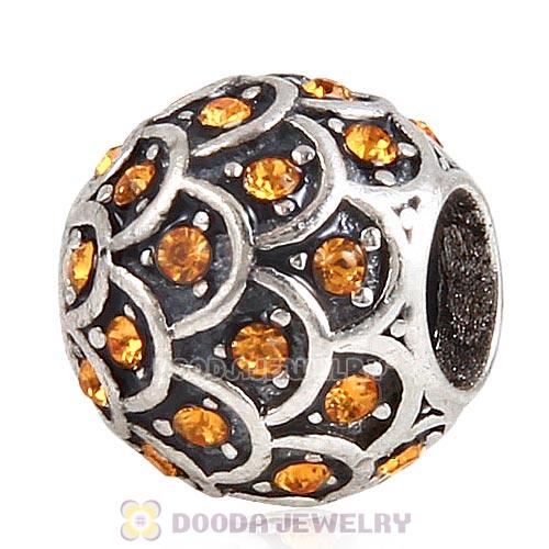 Sterling Silver Sparkling Fish Scale Bead with Topaz Austrian Crystal
