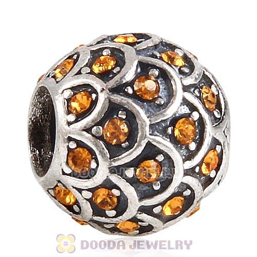 Sterling Silver Sparkling Fish Scale Bead with Topaz Austrian Crystal