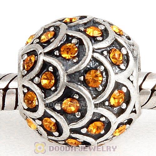 Sterling Silver Sparkling Fish Scale Bead with Topaz Austrian Crystal