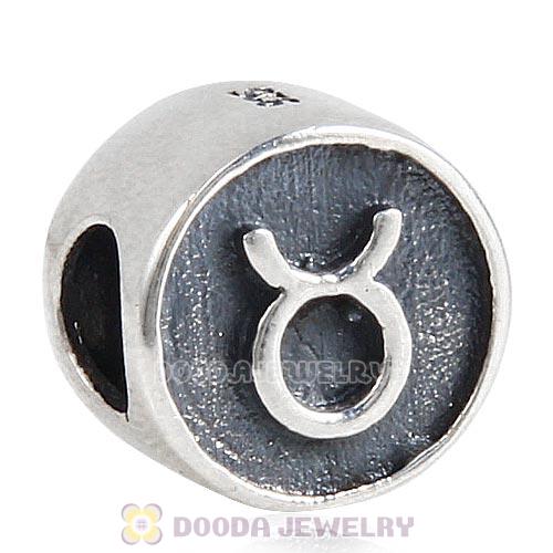 Antique Sterling Silver Taurus Zodiac Sign Beads European Style