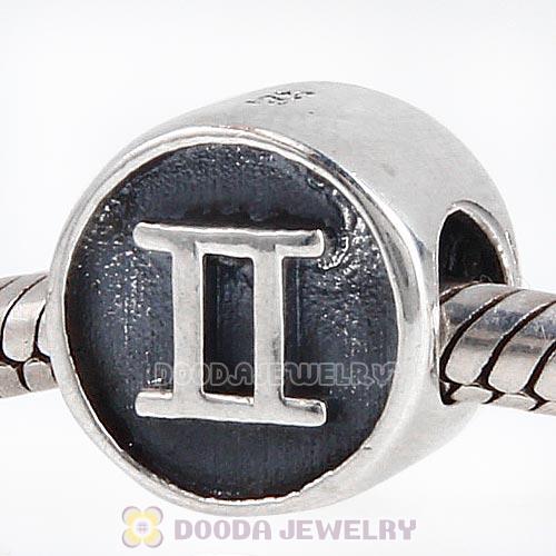 Antique Sterling Silver Gemini Zodiac Sign Beads European Style