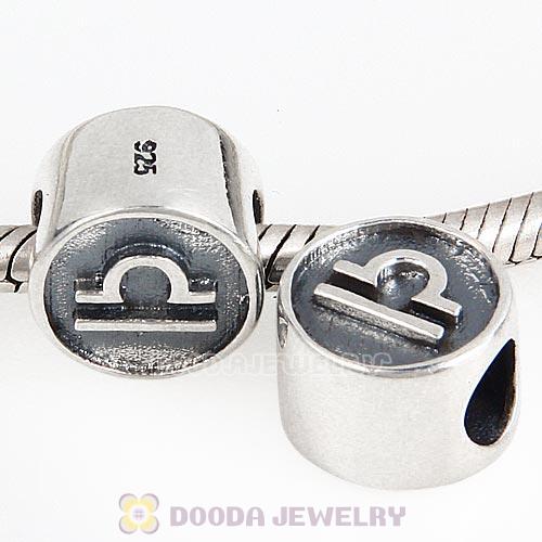 Antique Sterling Silver Libra Zodiac Sign Beads European Style