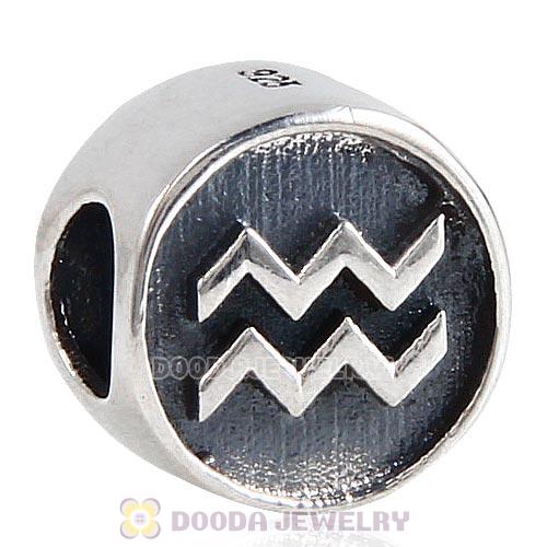 Antique Sterling Silver Aquarius Zodiac Sign Beads European Style