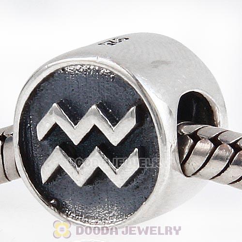 Antique Sterling Silver Aquarius Zodiac Sign Beads European Style