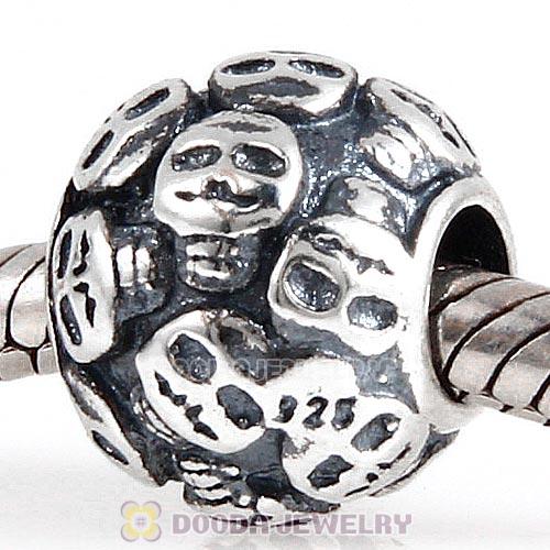 Antique Sterling Silver Skulls Charm Beads European Style