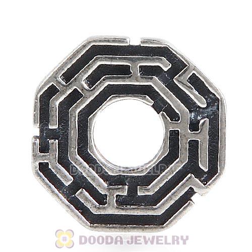 Antique Sterling Silver Labyrinth Charm Beads European Style
