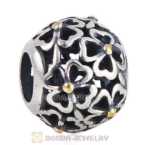 Antique Sterling Silver Gold Plated Evening Floral Charm Beads