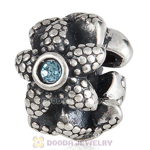 Antique Sterling Silver Sea Star with Aquamarine Austrian Crystal Charm Beads