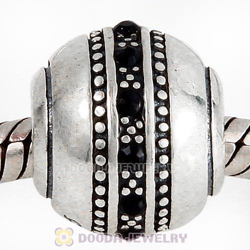 Sterling Silver Fast Lane Bead with Jet Austrian Crystal