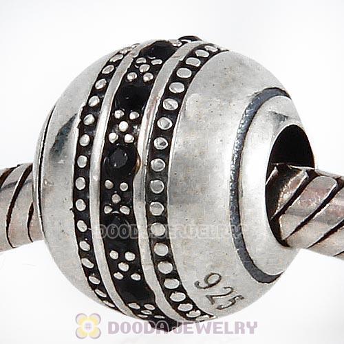 Sterling Silver Fast Lane Bead with Jet Austrian Crystal