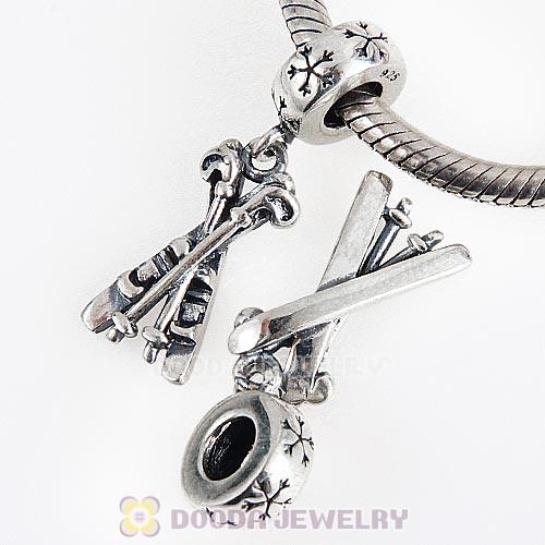 European Style Sterling Silver Dangle Skis Charm Beads