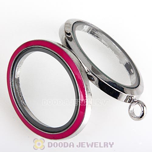 Platinum Plated Alloy Glass Floating Locket Oval Pendant Rose Face