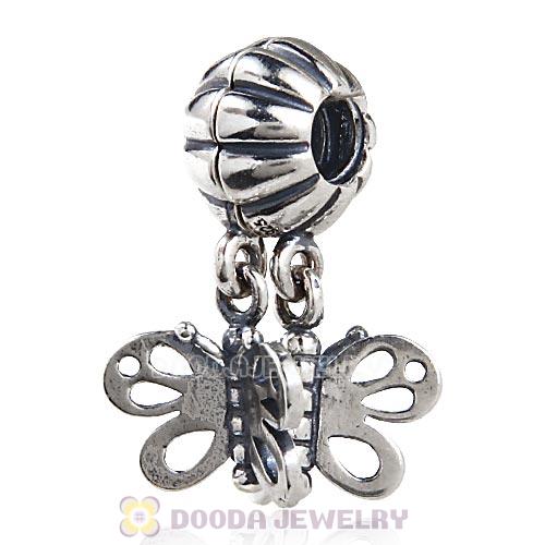 Sterling Silver Dangle Butterfly Charm Beads with Screw