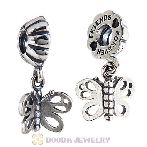 Sterling Silver Dangle Butterfly Charm Beads with Screw