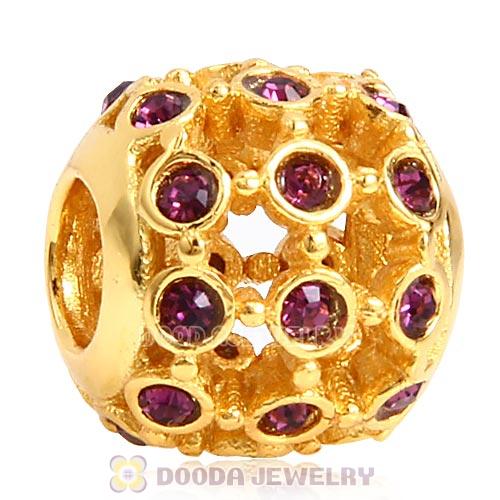 Gold Plated Sterling Silver In the Spotlight Bead with Amethyst Austrian Crystal