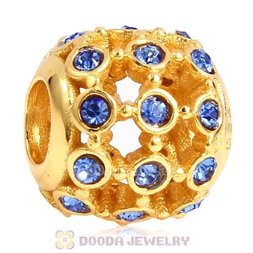 Gold Plated Sterling Silver In the Spotlight Bead with Sapphire Austrian Crystal