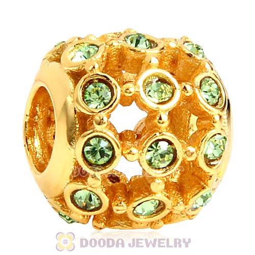 Gold Plated Sterling Silver In the Spotlight Bead with Peridot Austrian Crystal