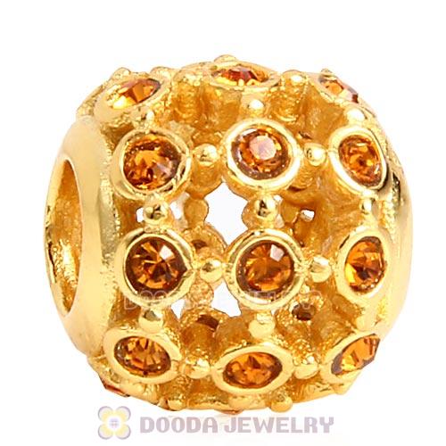 Gold Plated Sterling Silver In the Spotlight Bead with Topaz Austrian Crystal