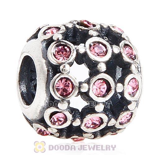Antique Sterling Silver In the Spotlight Bead with Light Rose Austrian Crystal